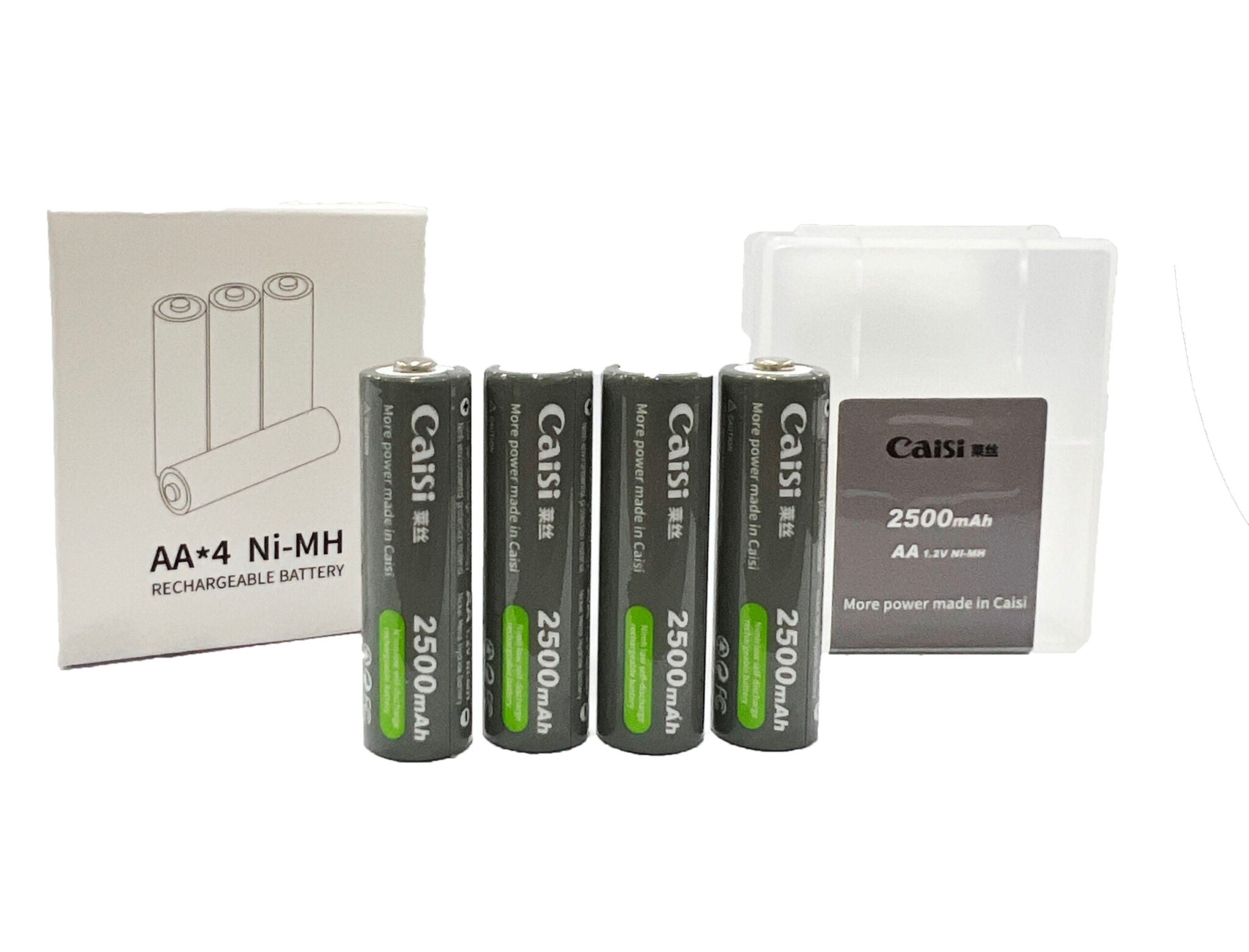 Caisi 4 Pack Cell AA 2500mAh Rechargeable Batteries – Long Lasting Power for Everyday & High-Drain Devices